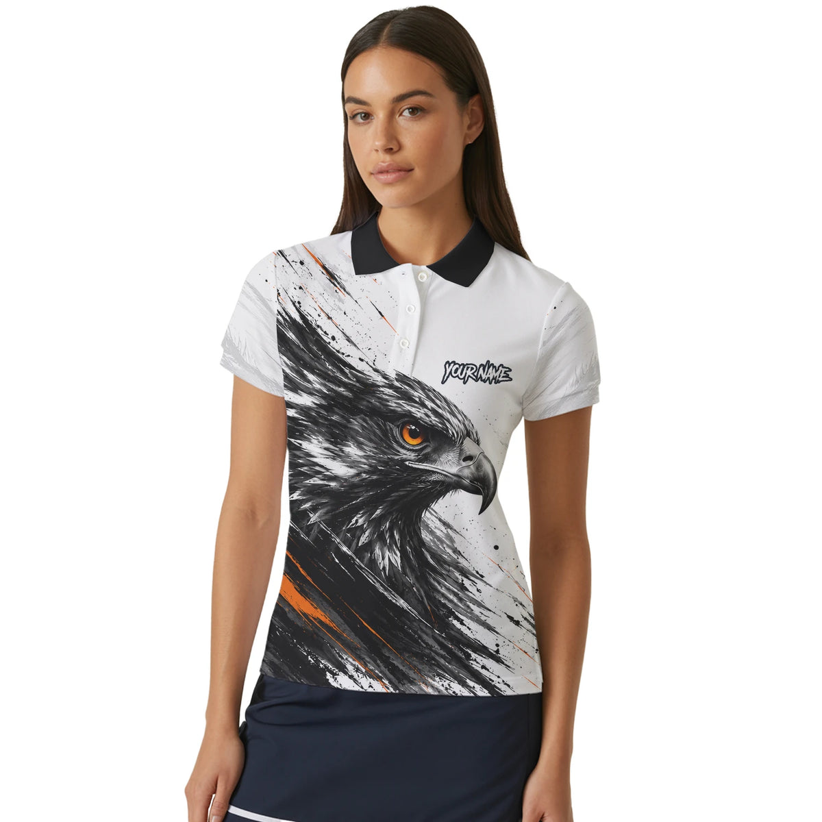 Personalised White Black Orange Eagle Darts Shirt For Women V695