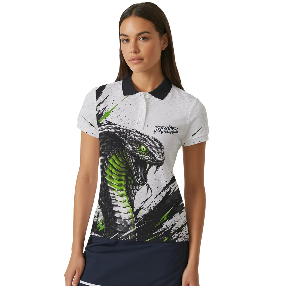 Personalised White Black Green Cobra Darts Shirt For Women A017
