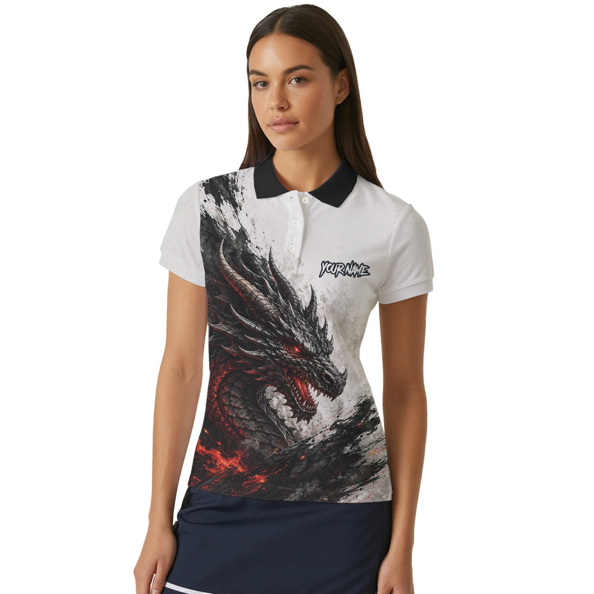 Personalised White Black Red Dragon Darts Shirt For Women Z061