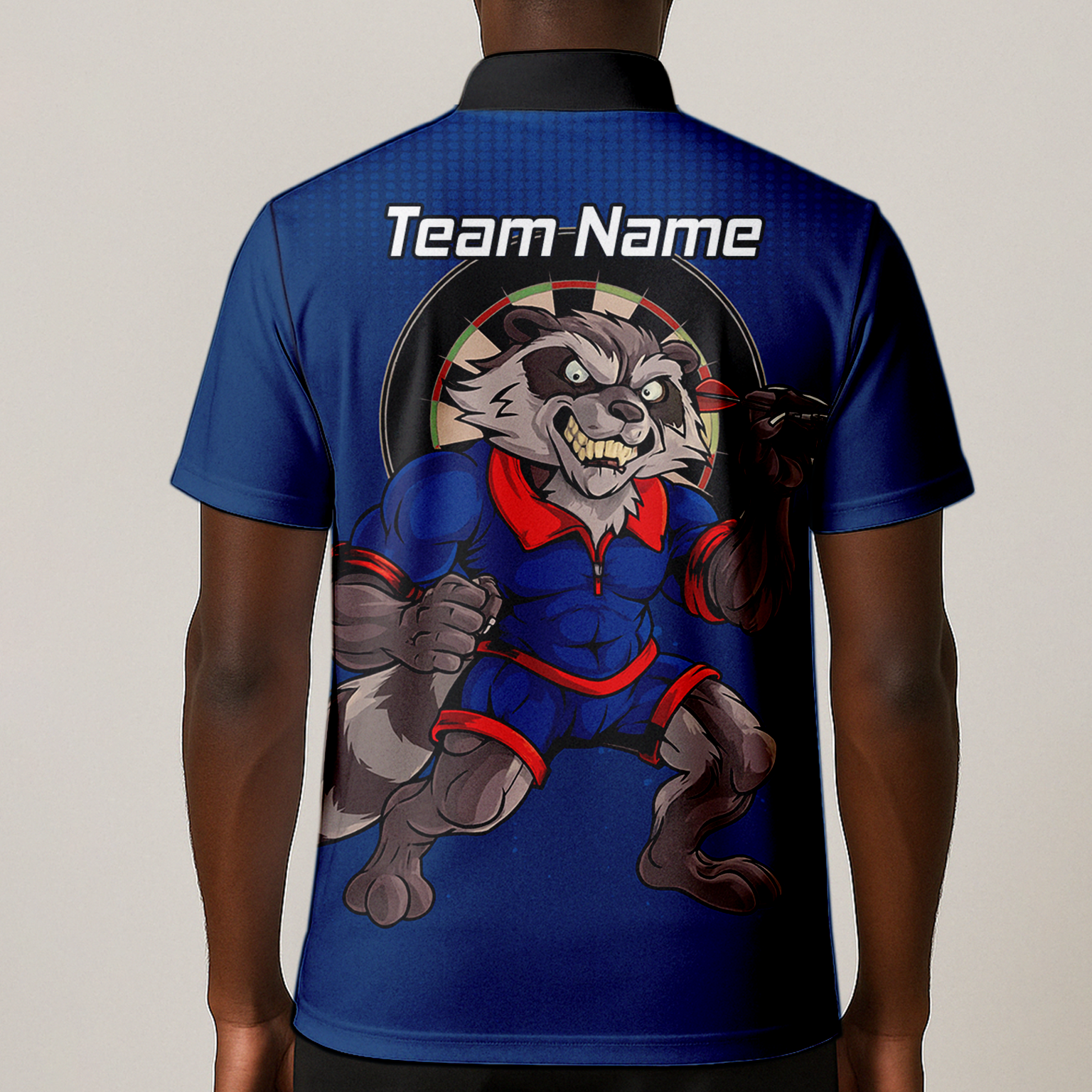 Personalised Raccoon Darts Polo Shirt Blue Red For Men Custom Name Team Y3391 additional image 1