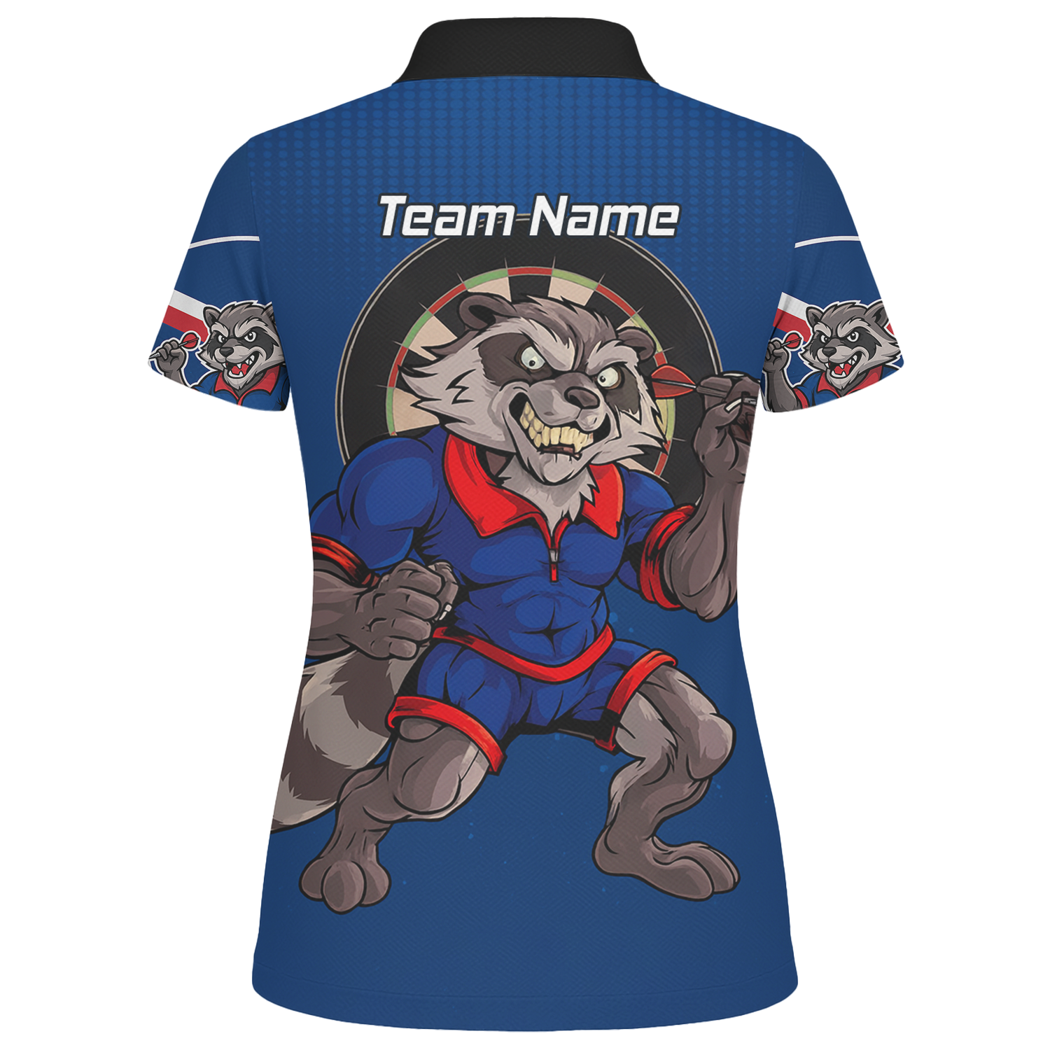Personalised Raccoon Darts Polo Shirt Blue Red For Men Custom Name Team Y3391 additional image 2