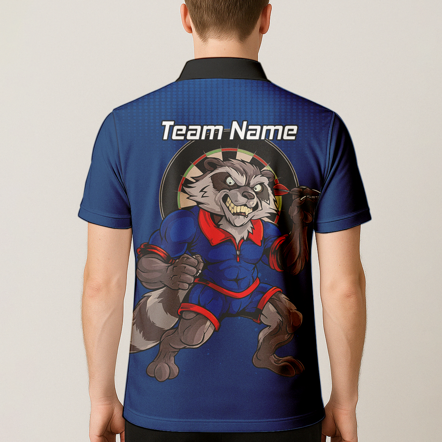 Personalised Raccoon Darts Polo Shirt Blue Red For Men Custom Name Team Y3391 additional image 5