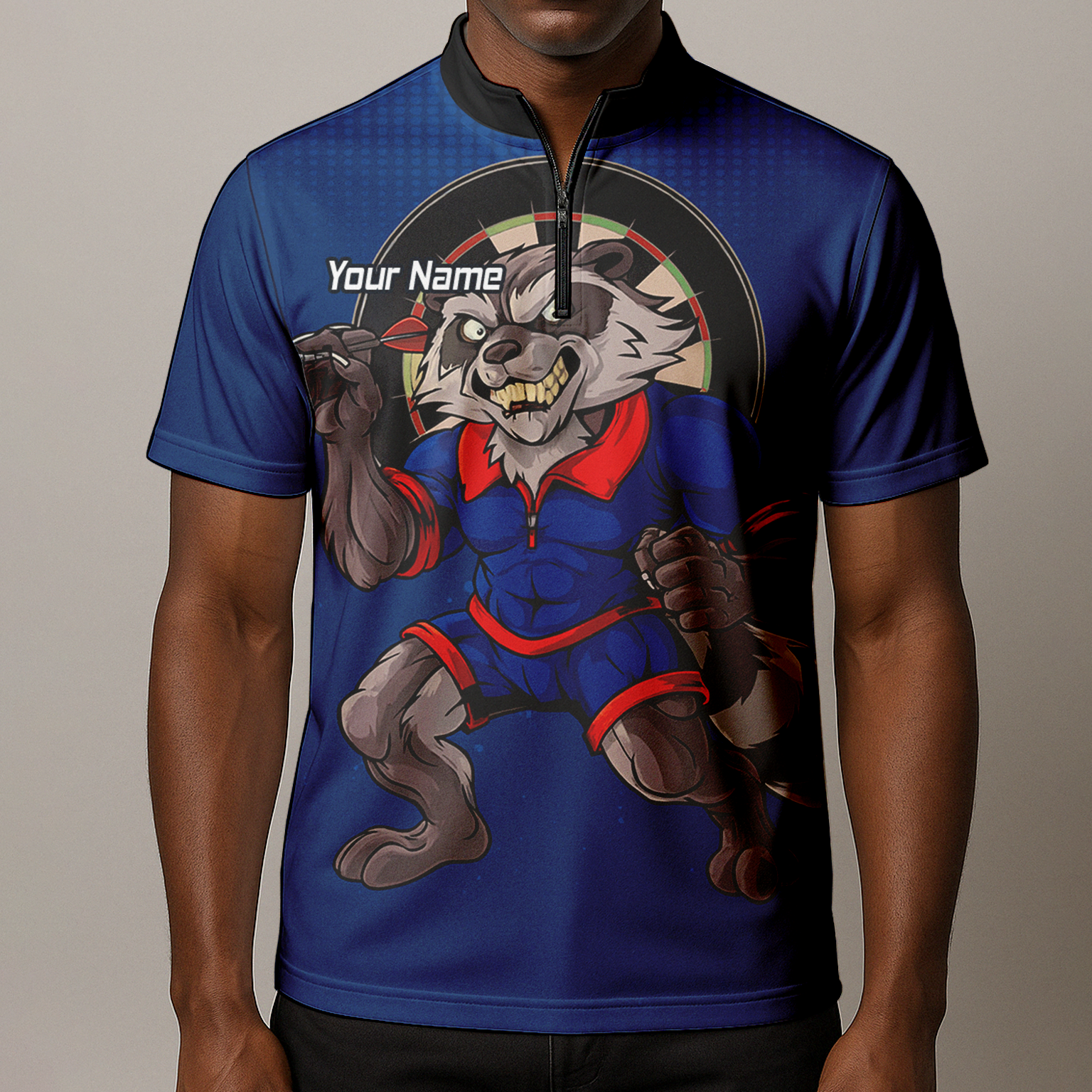 Personalised Raccoon Darts Polo Shirt Blue Red For Men Custom Name Team Y3391 additional image 8