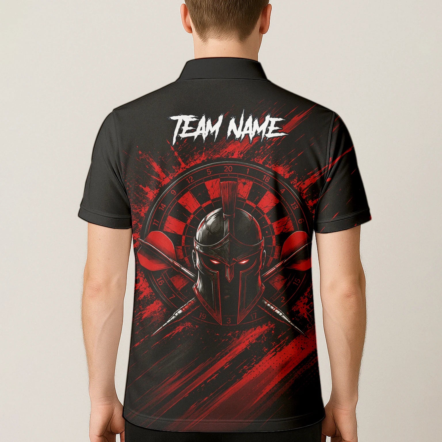 Personalised Red & Black Spartan Darts Polo Shirt For Men W276