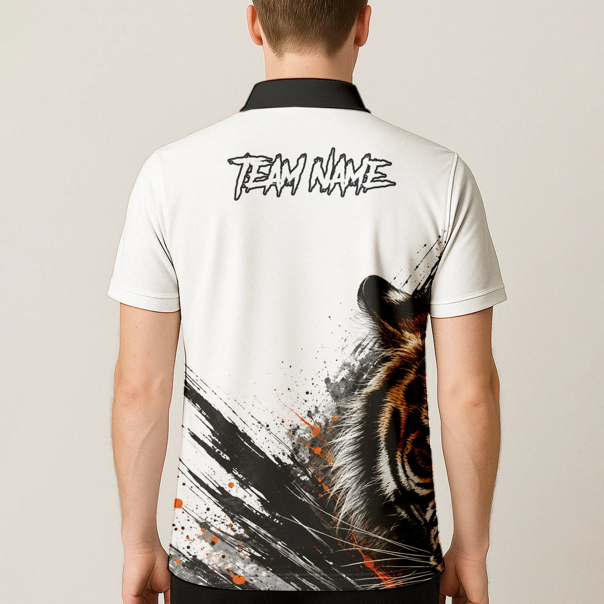 Personalised White Black Orange Tiger Darts Shirt For Men N832