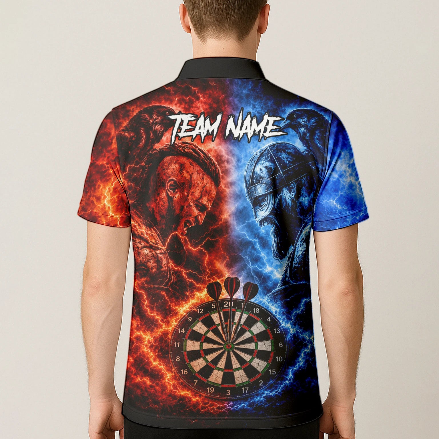Personalised Red & Blue Viking Darts Shirt For Men I920