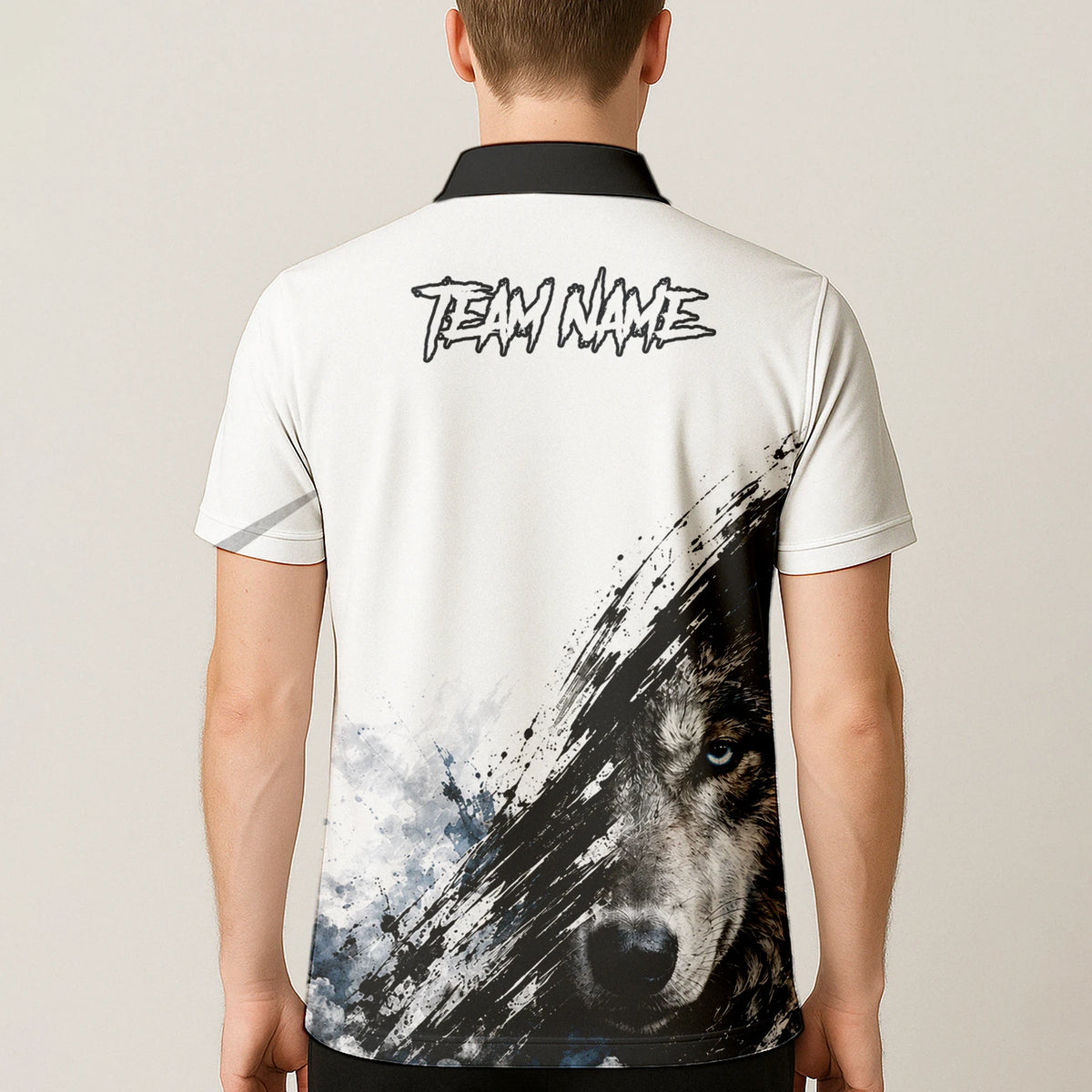 Personalised White Black Blue Wolf Darts Shirt For Men P634