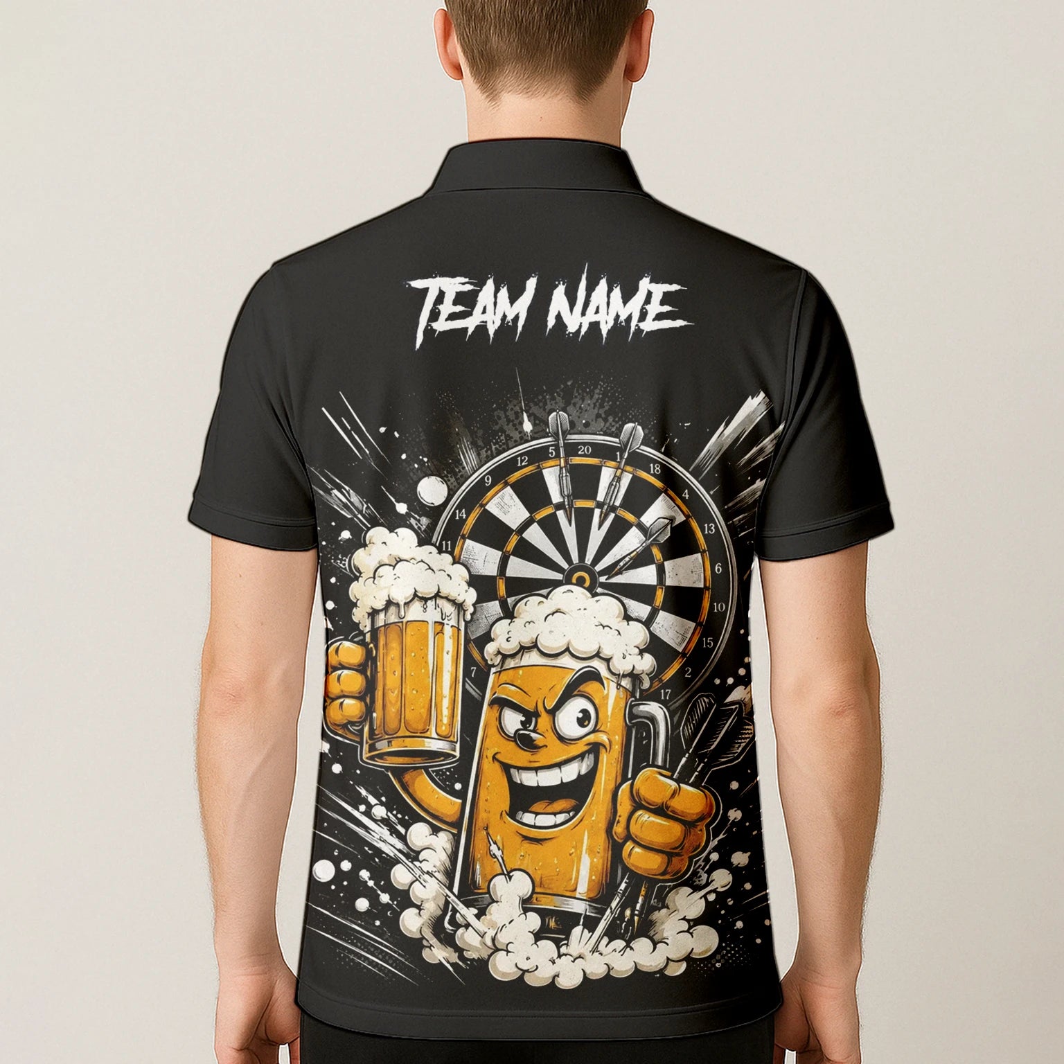 Personalised Beer Mug Darts Polo Shirt For Men S555