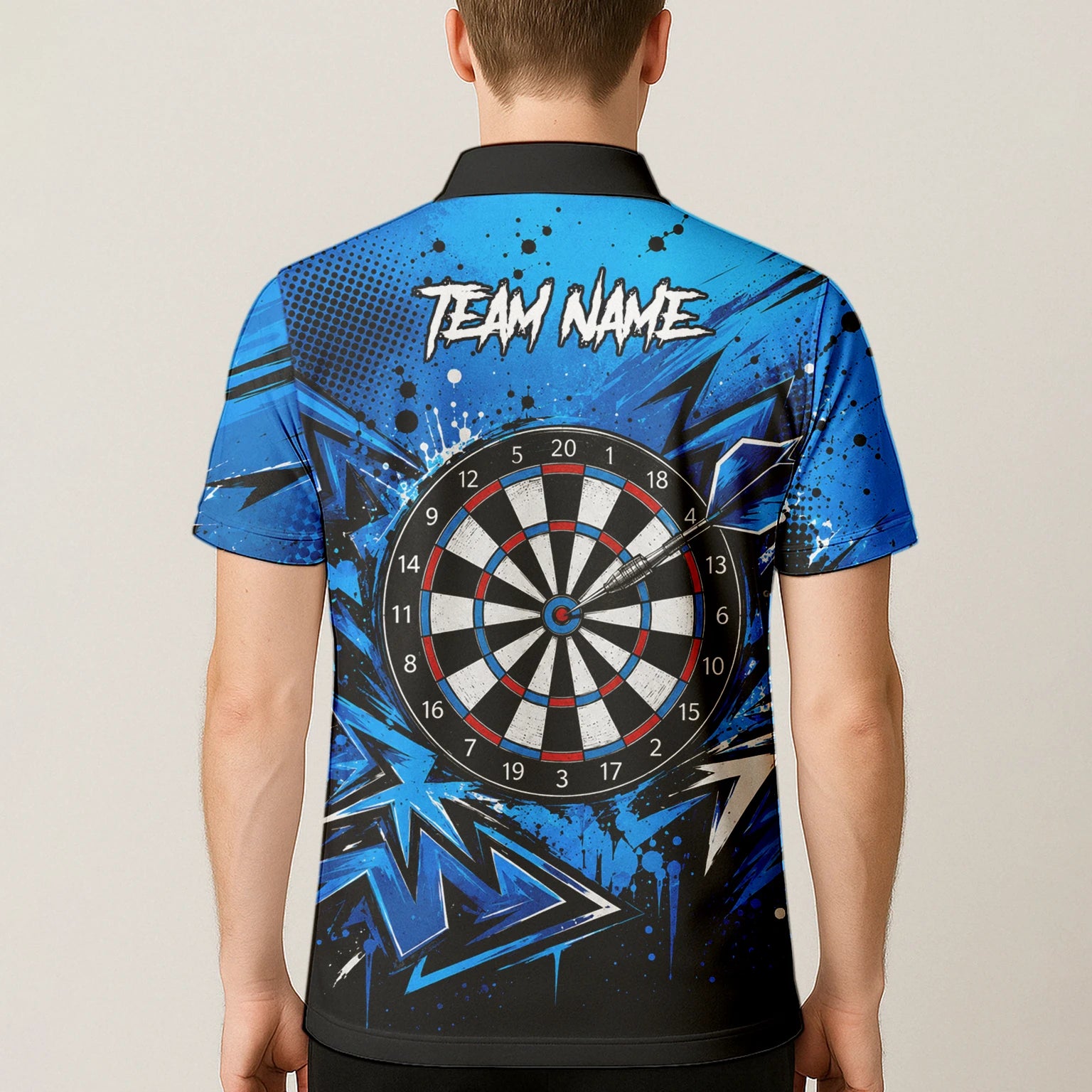 Personalised Blue & Black Bulldog Darts Shirt For Men D529