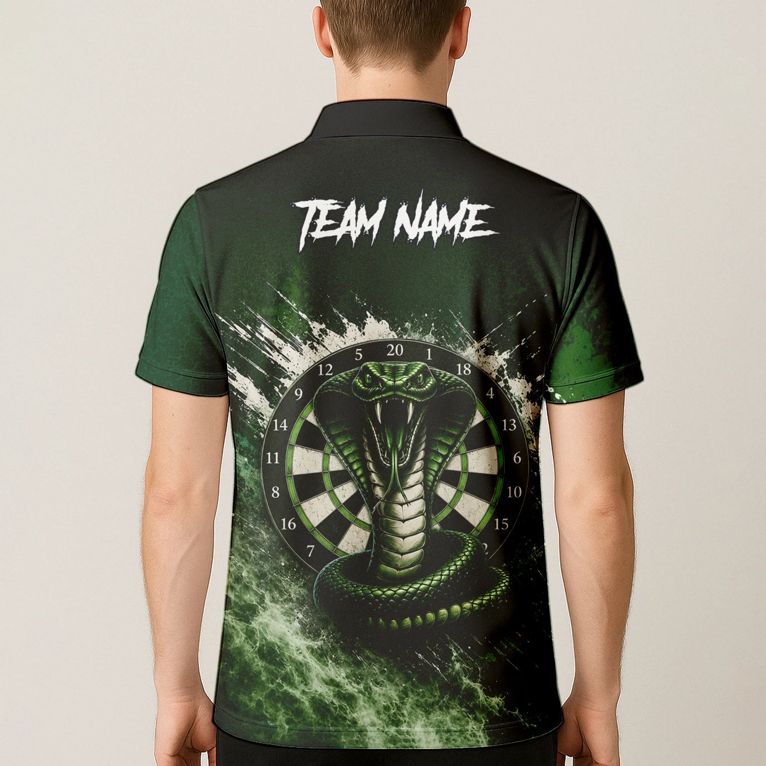 Personalised Green & Black Cobra Dartboard Darts Shirt For Men M244