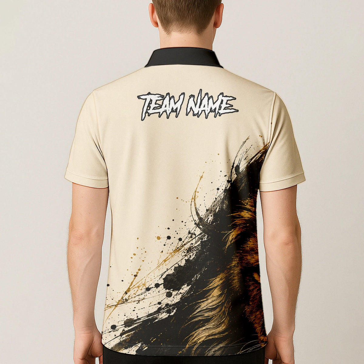 Personalised Cream Black Gold Lion Darts Shirt For Men Q209