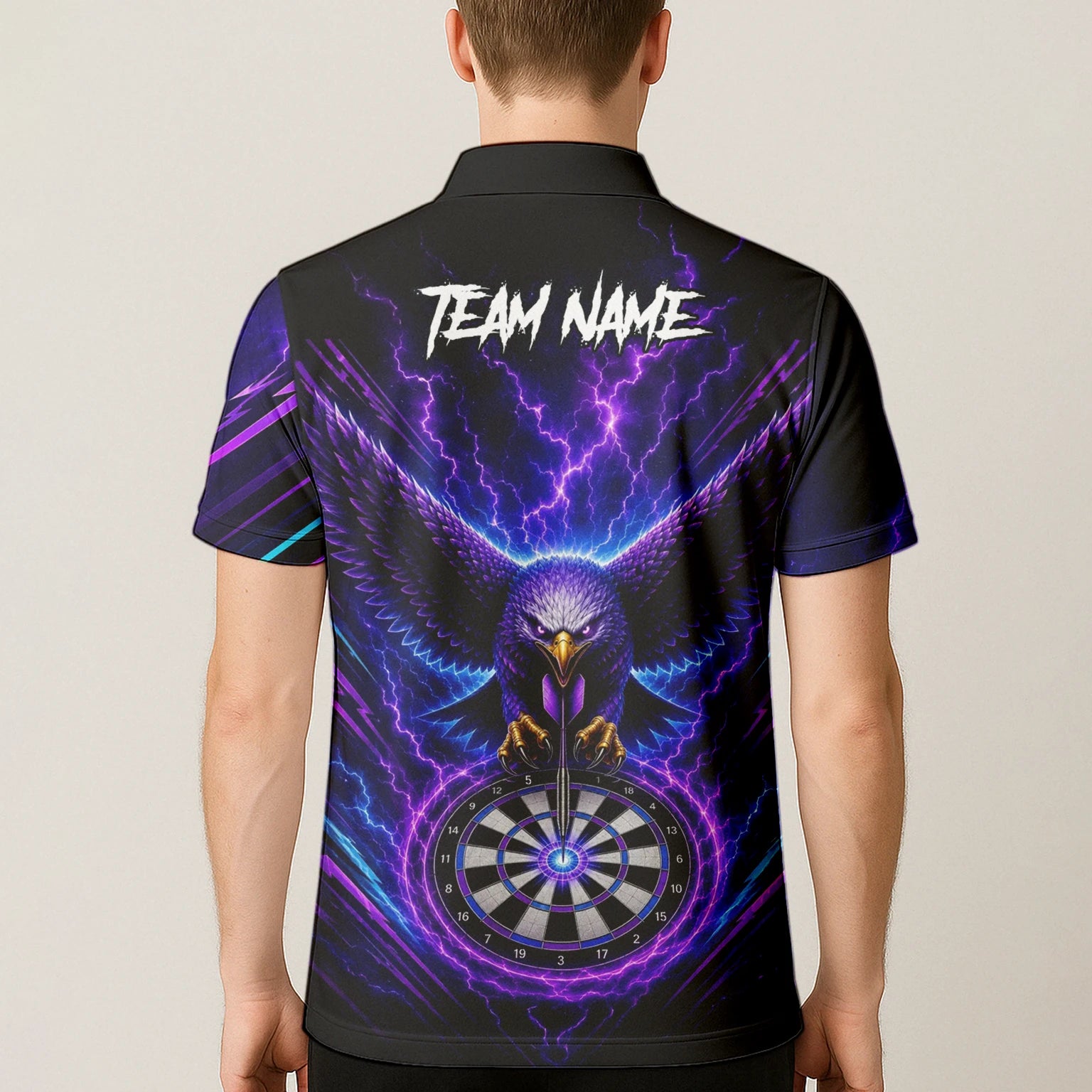 Personalised Purple Lightning Eagle Darts Polo Shirt For Men U478