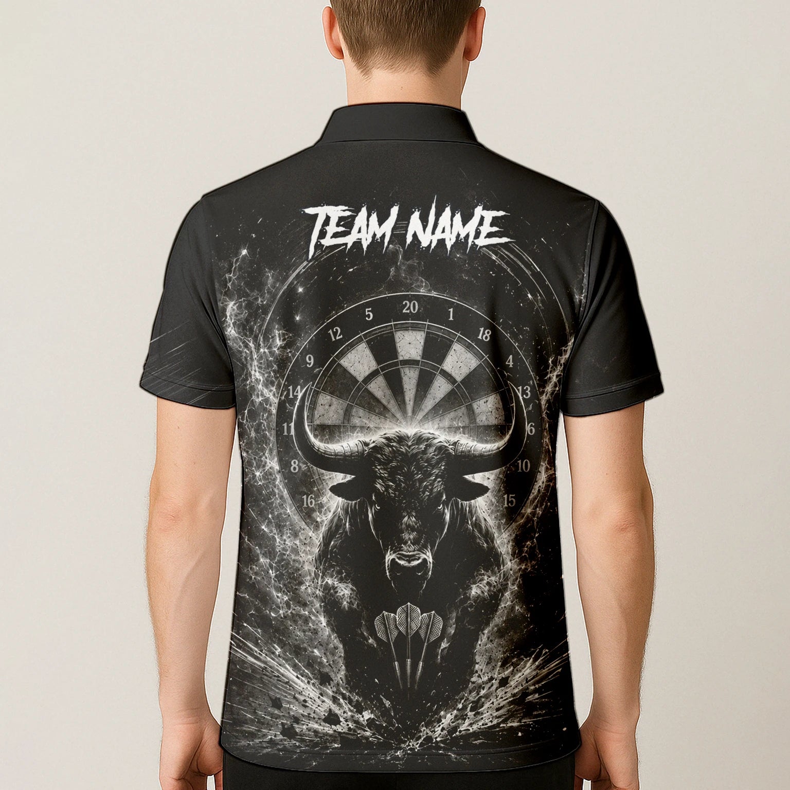 Personalised Black & White Bull Head Darts Shirt For Men V420