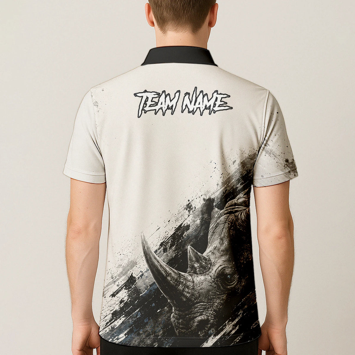 Personalised White Black Grey Rhino Darts Shirt For Men C312