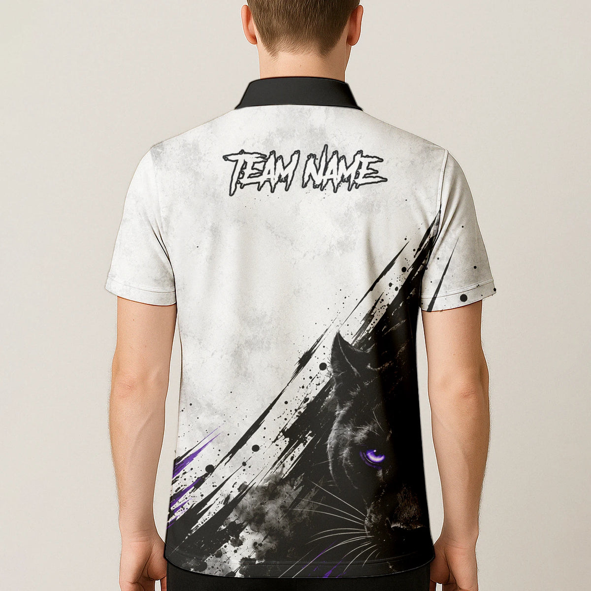 Personalised White Black Purple Panther Darts Shirt For Men W442
