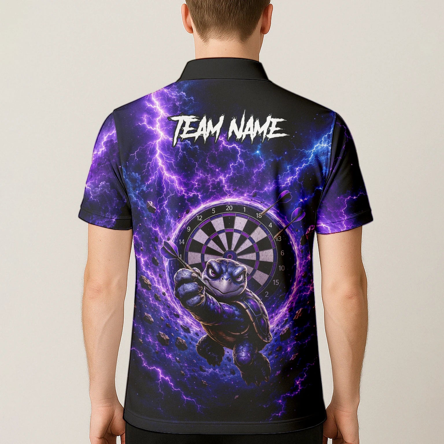 Personalised Purple & Black Turtle Playing Darts Shirt For Men F796