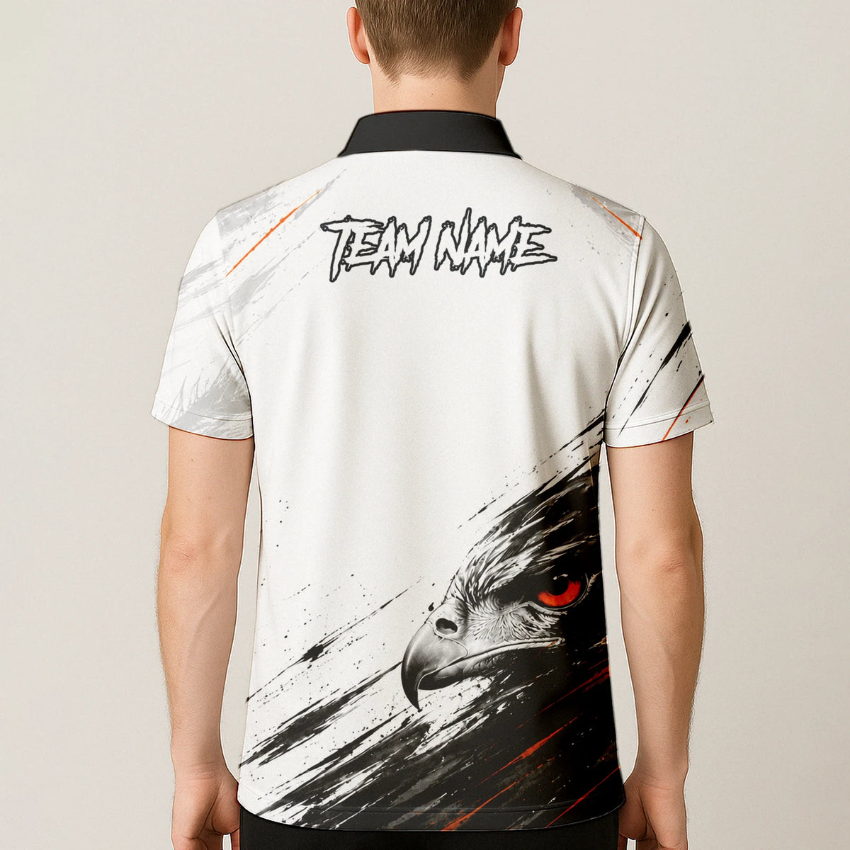 Personalised White Black Orange Eagle Darts Shirt For Men V695