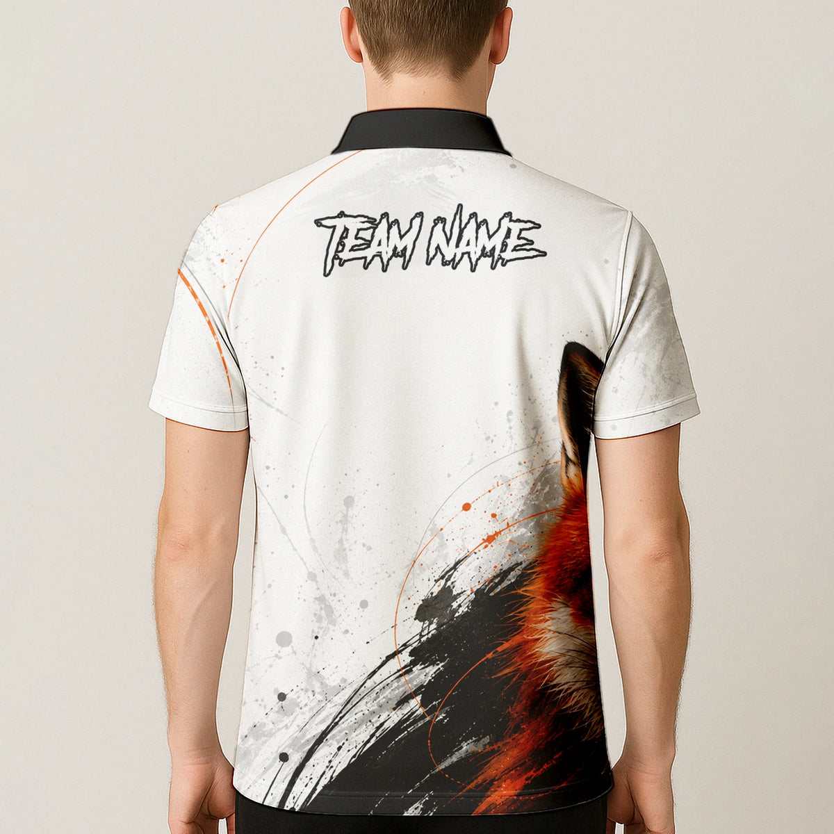 Personalised White Black Orange Fox Darts Shirt For Men D228