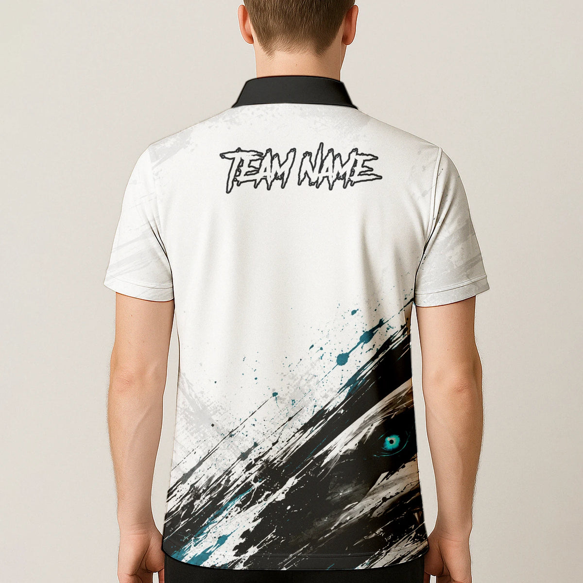 Personalised White Black Teal Shark Darts Shirt For Men D067