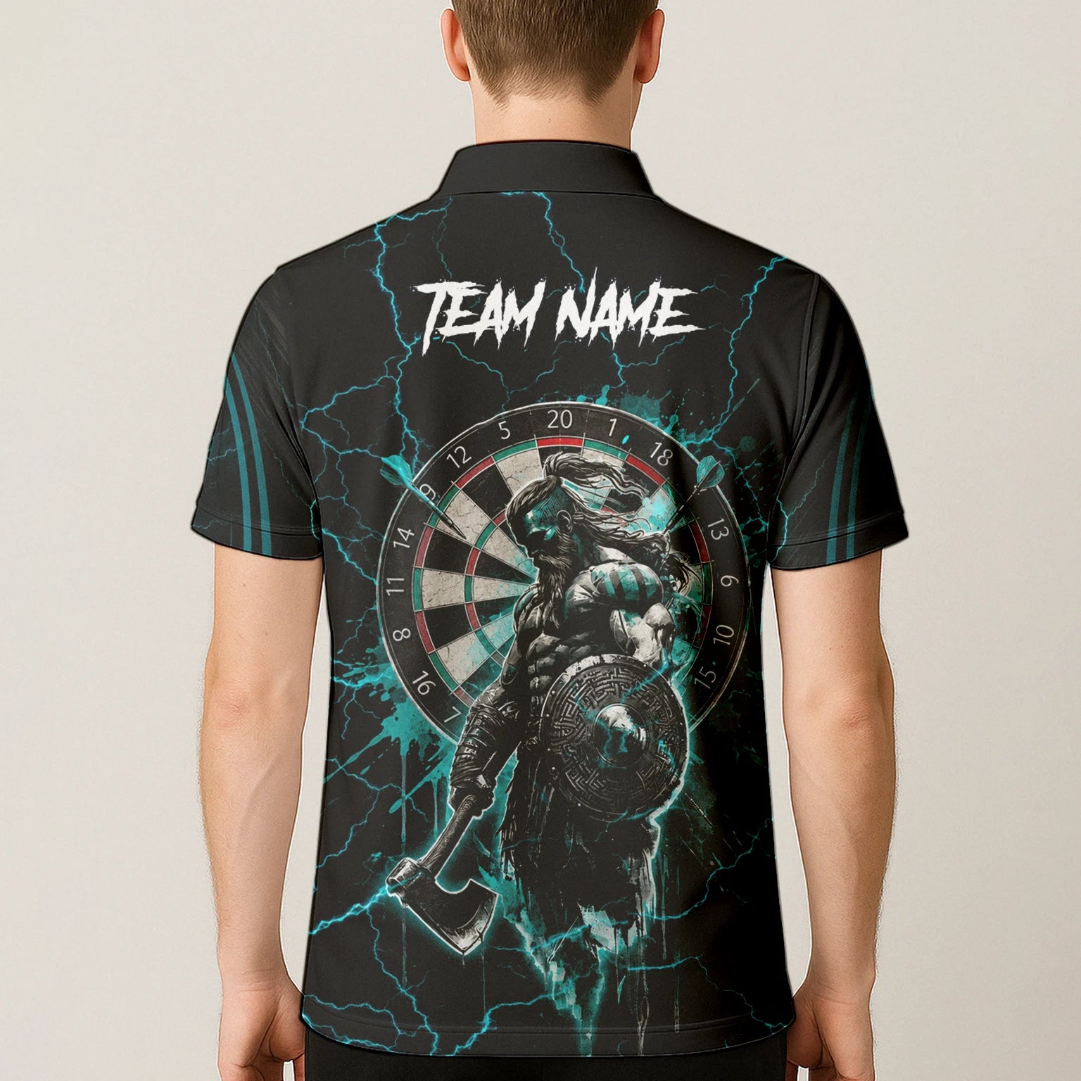 Personalised Teal Lightning Viking Darts Polo Shirt For Men O328