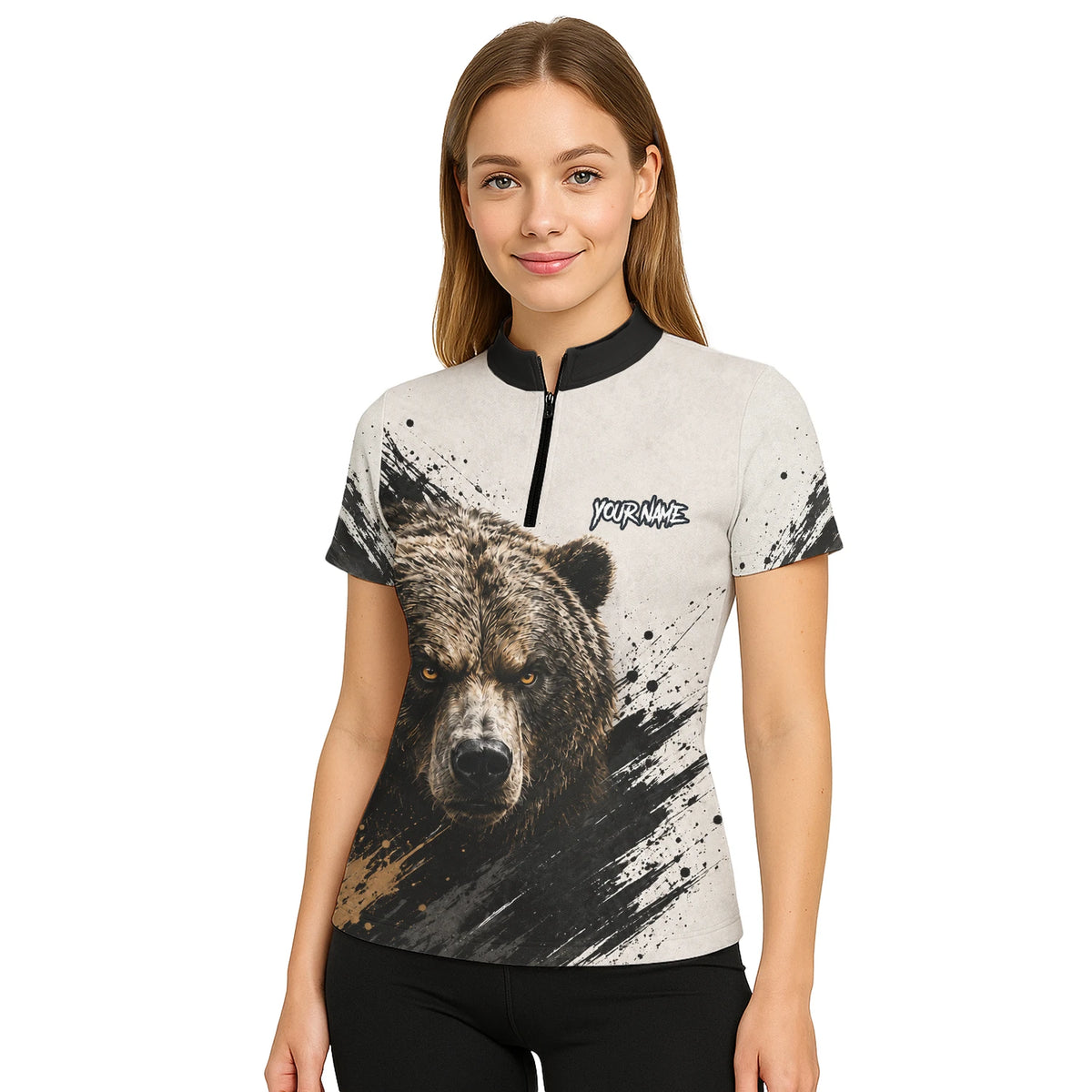 Personalised White Black Brown Bear Darts Shirt For Women F926