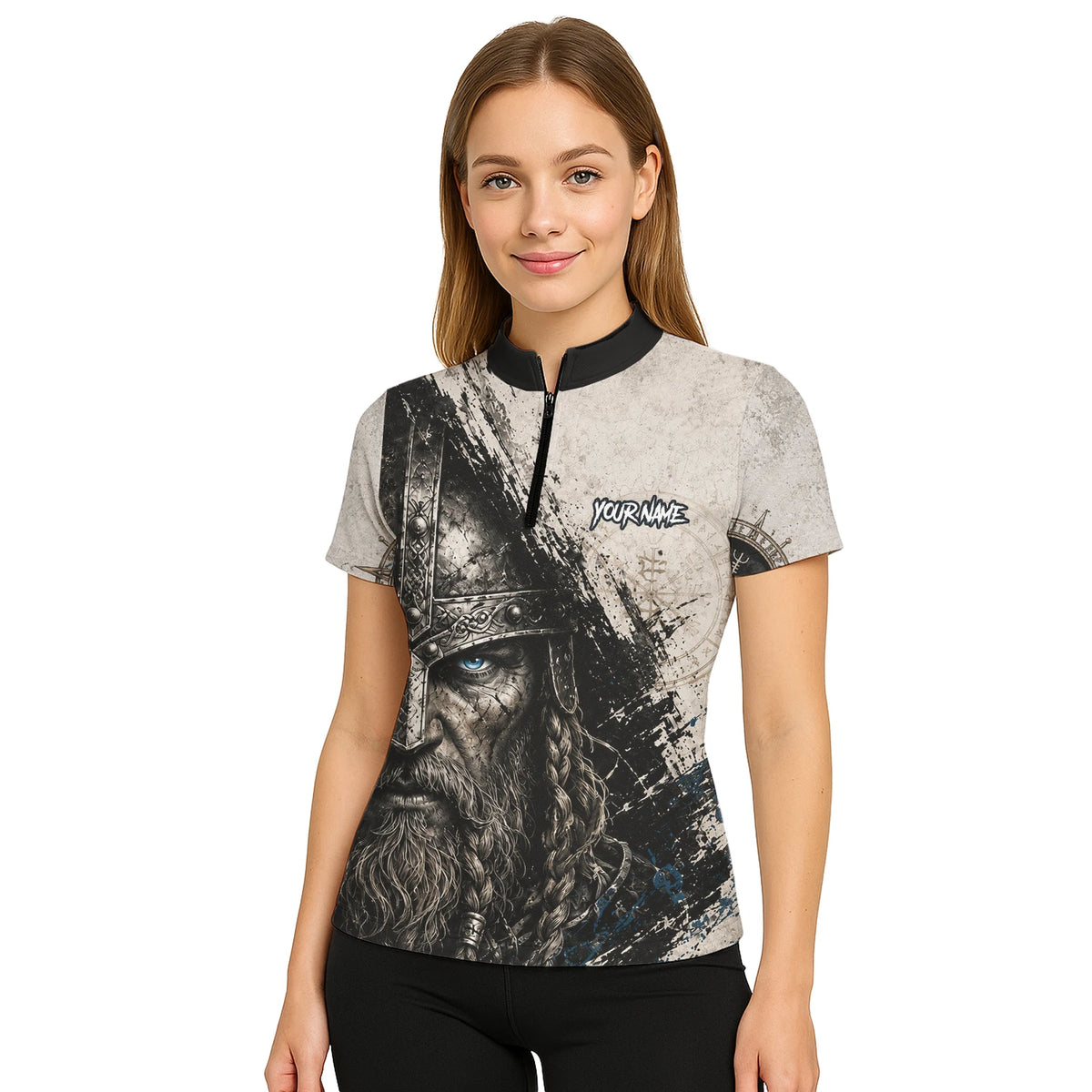 Personalised White Black Blue Viking Darts Shirt For Women U843