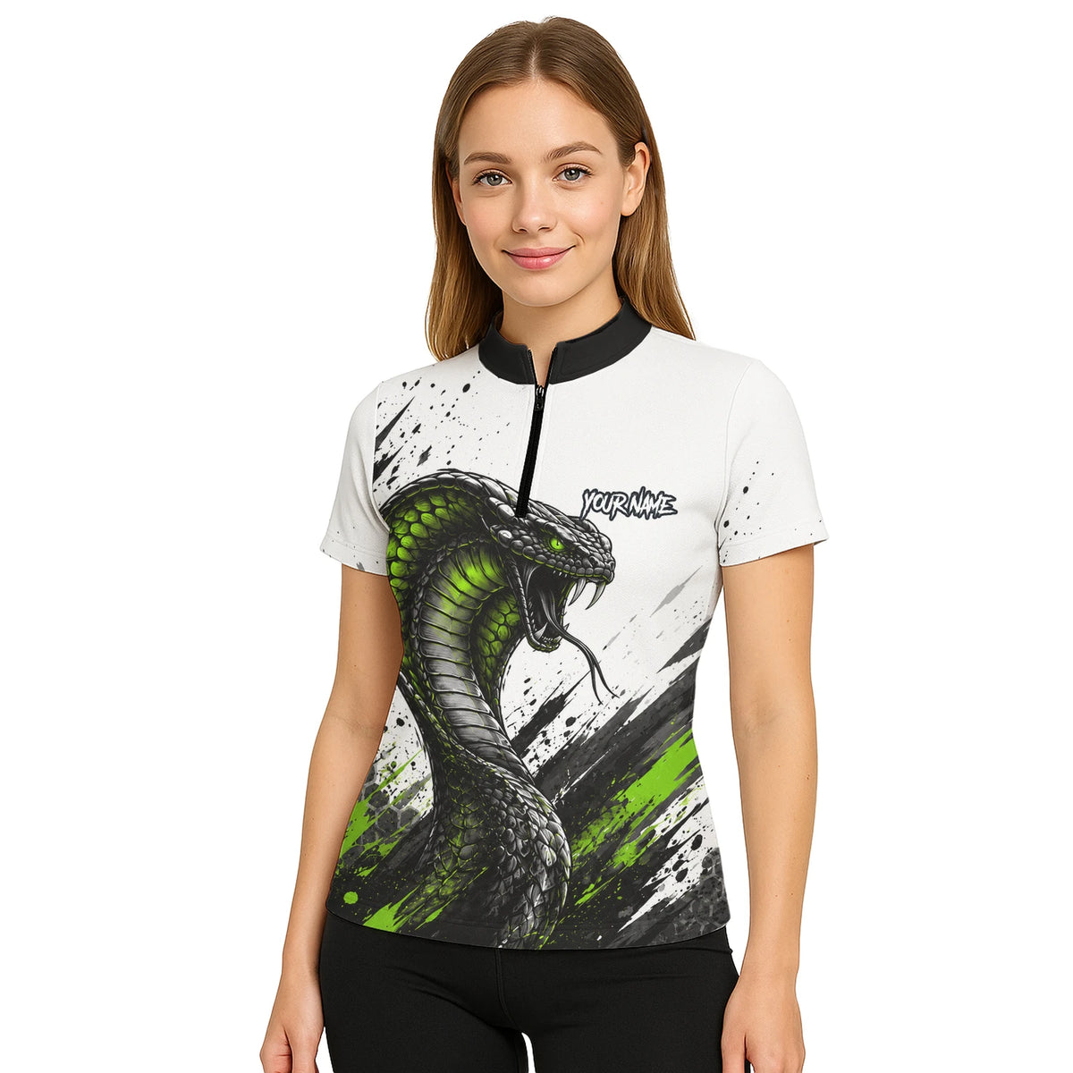 Personalised White Black Green Cobra Darts Shirt For Women Y070
