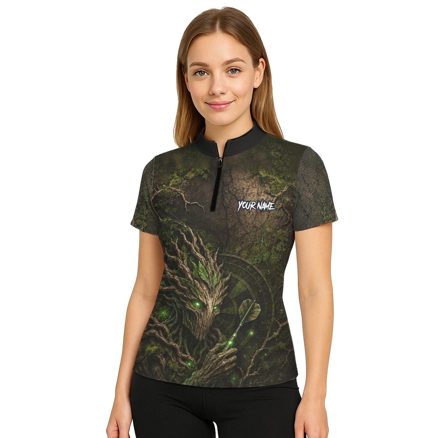 Personalised Dark Green Tree Ent Dartboard Darts Shirt For Women C913