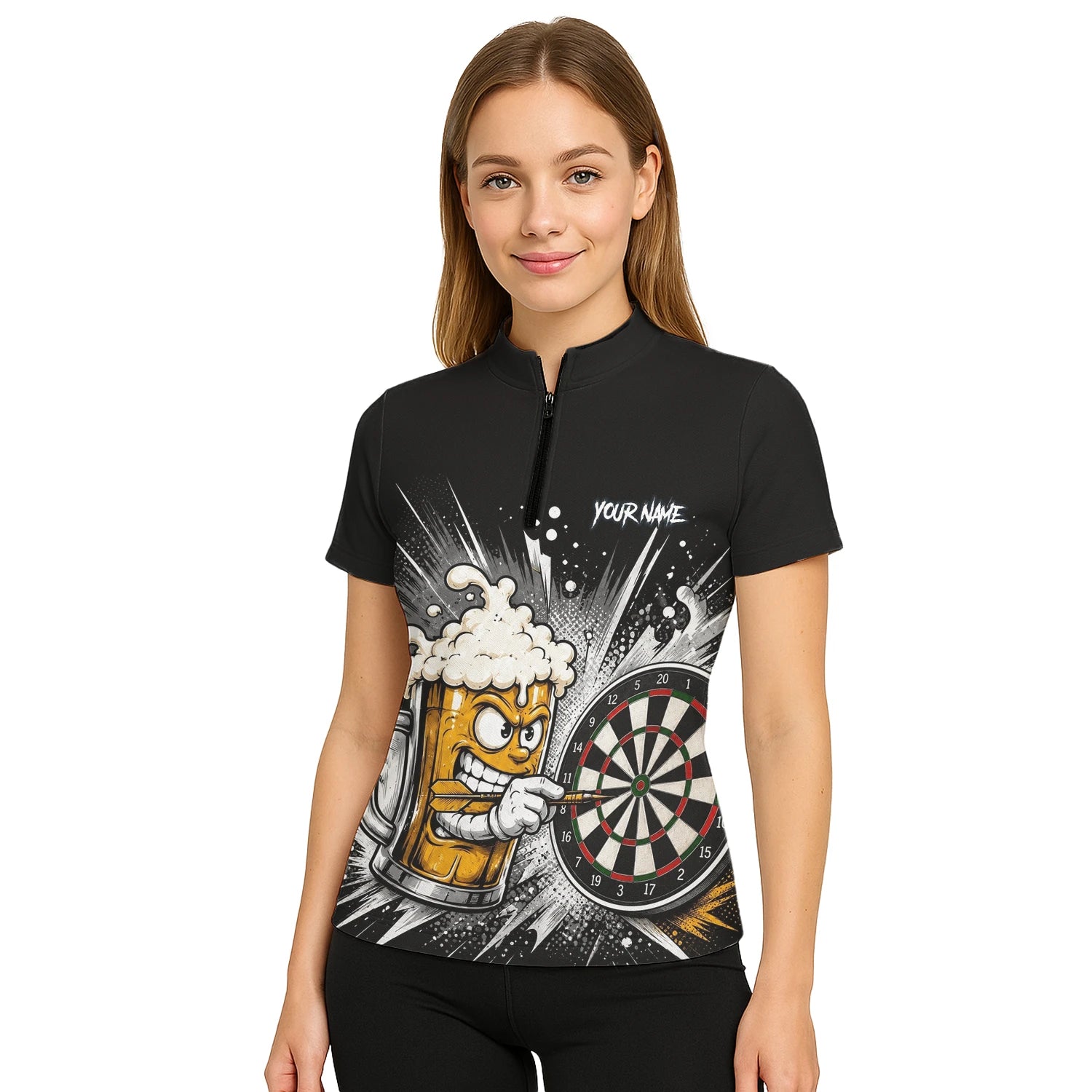 Personalised Beer Mug Darts Polo Shirt For Women S555