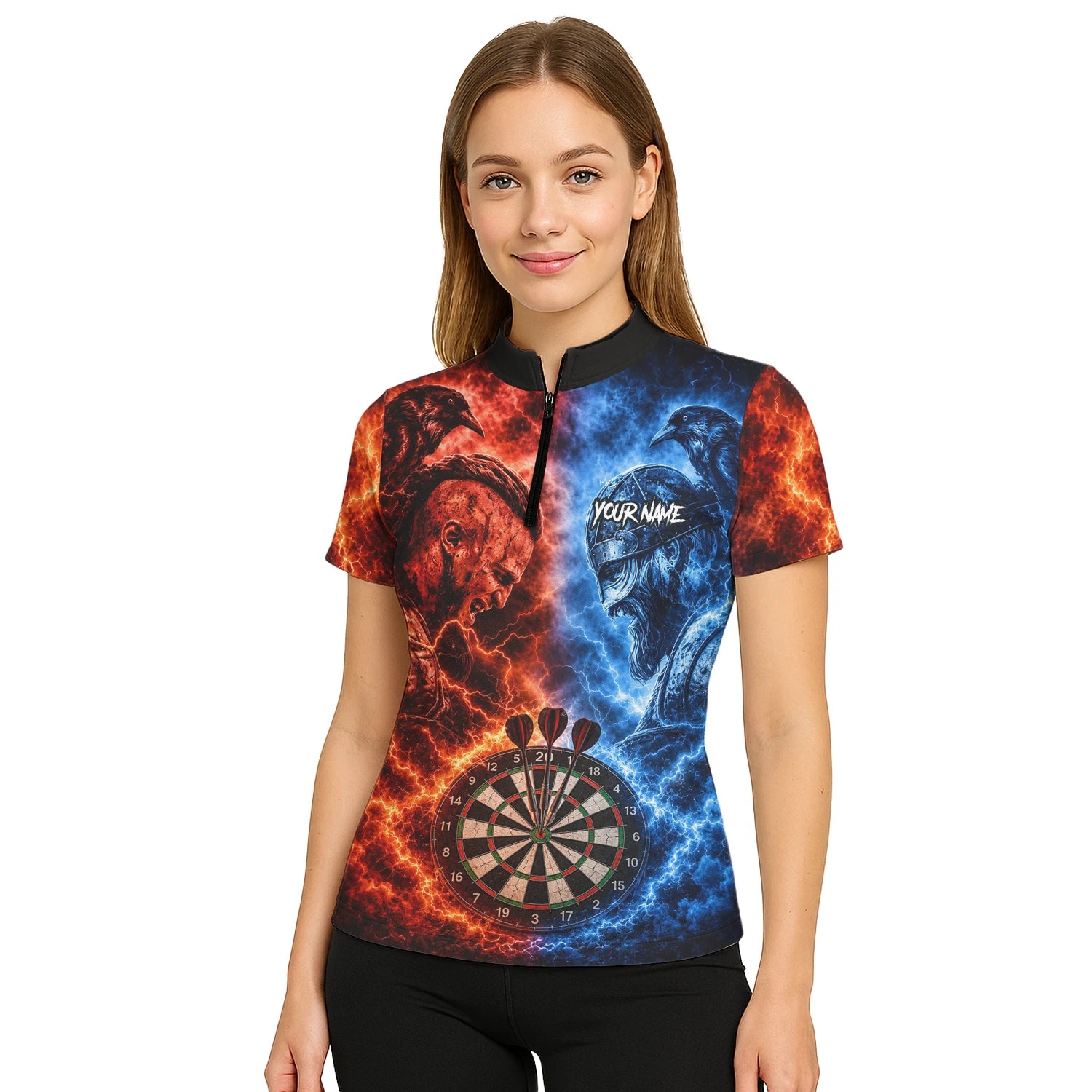 Personalised Red & Blue Viking Darts Shirt For Women I920