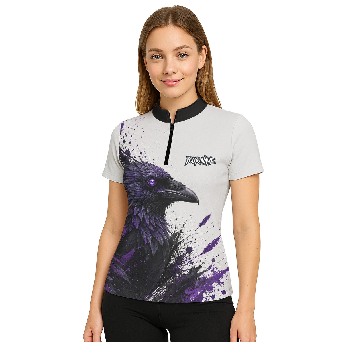 Personalised White Black Purple Raven Darts Shirt For Women Z888