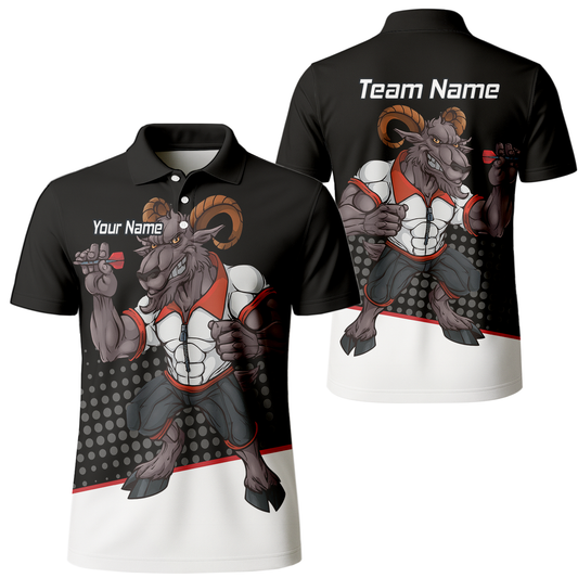 Personalised Ram Darts Polo Shirt Black White Red for Men P4998 main image - polo No