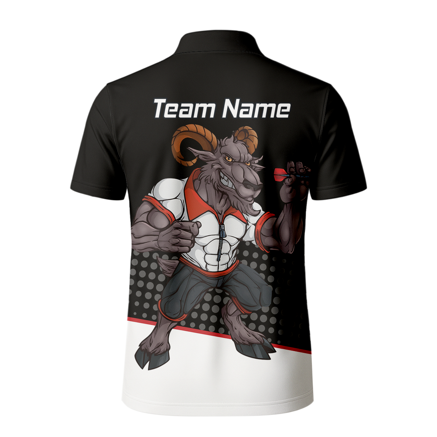 Personalised Ram Darts Polo Shirt Black White Red for Men P4998 additional image 3