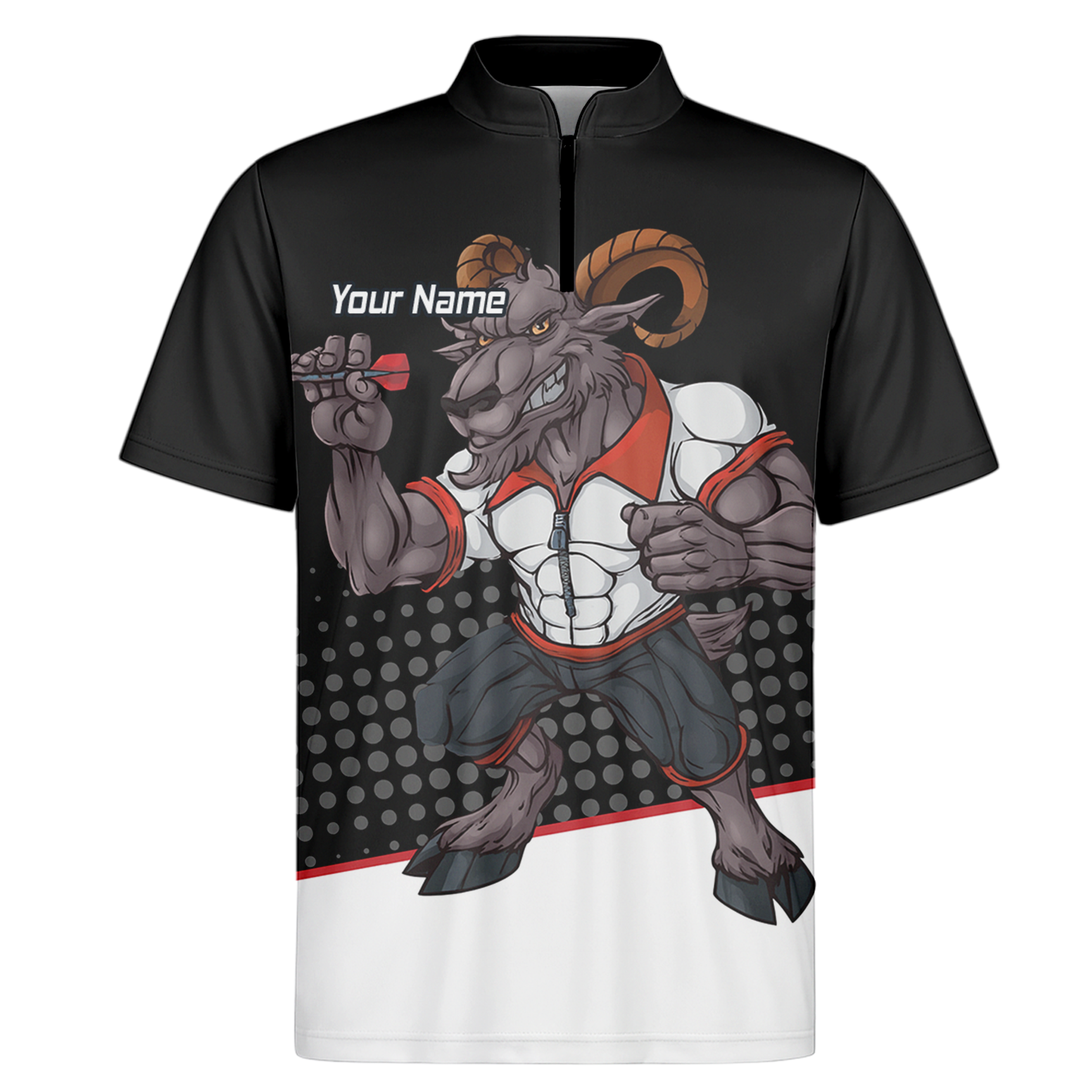 Personalised Ram Darts Polo Shirt Black White Red for Men P4998 additional image 6