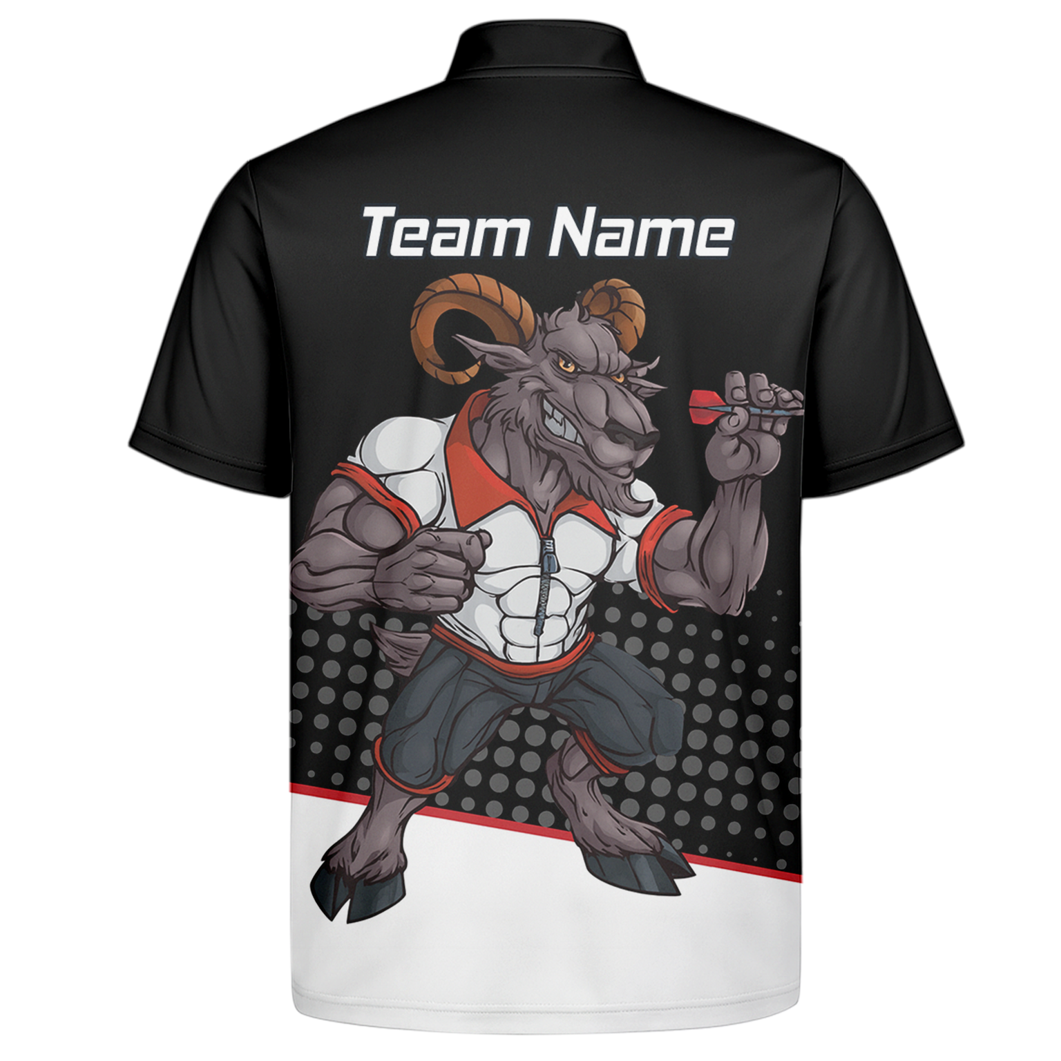 Personalised Ram Darts Polo Shirt Black White Red for Men P4998 additional image 7