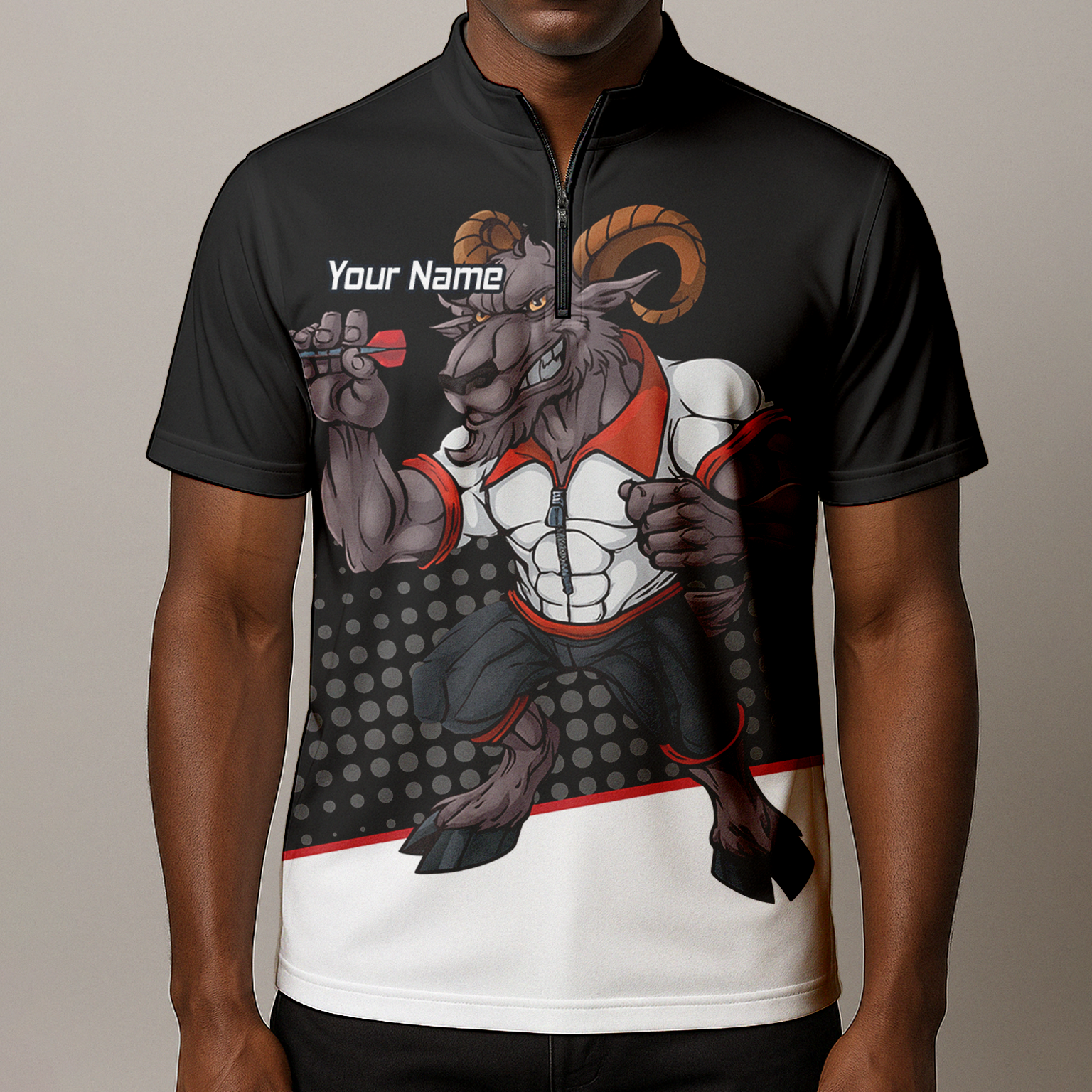 Personalised Ram Darts Polo Shirt Black White Red for Men P4998 additional image 8