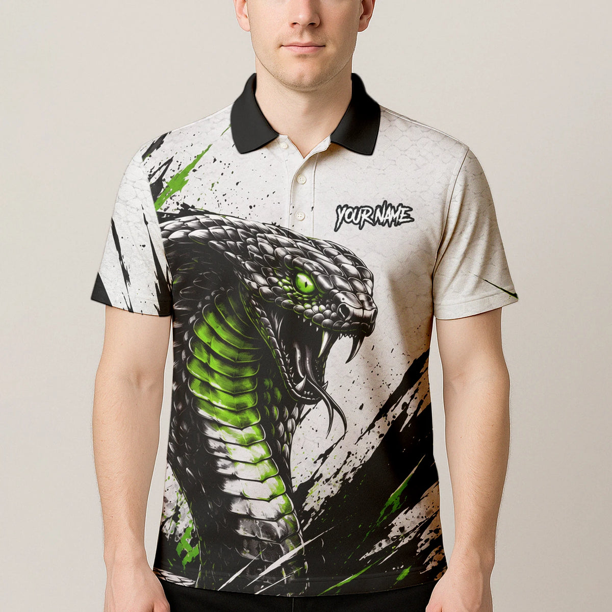 Personalised White Black Green Cobra Darts Shirt For Men A017