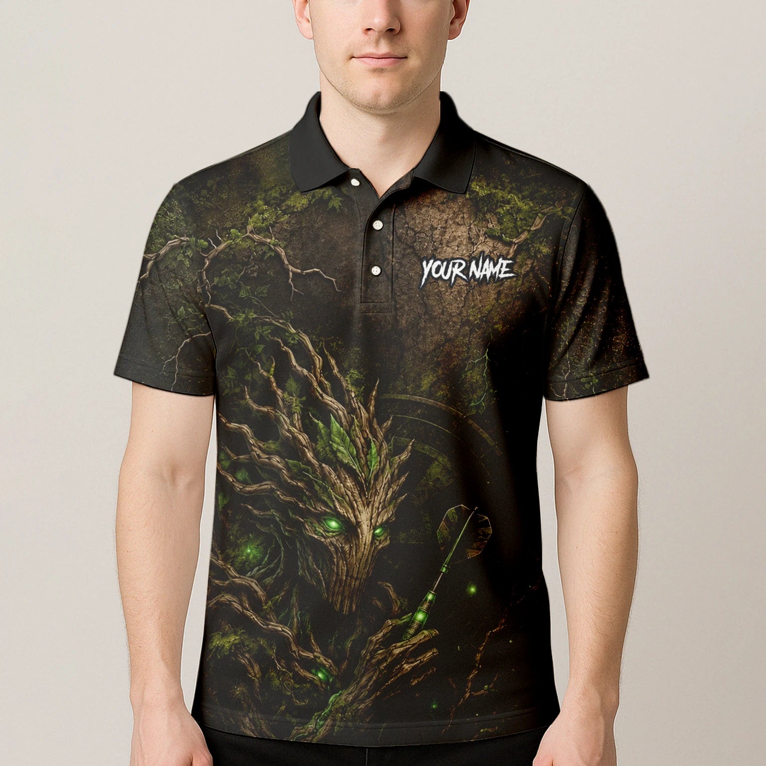 Personalised Dark Green Tree Ent Dartboard Darts Shirt For Men C913