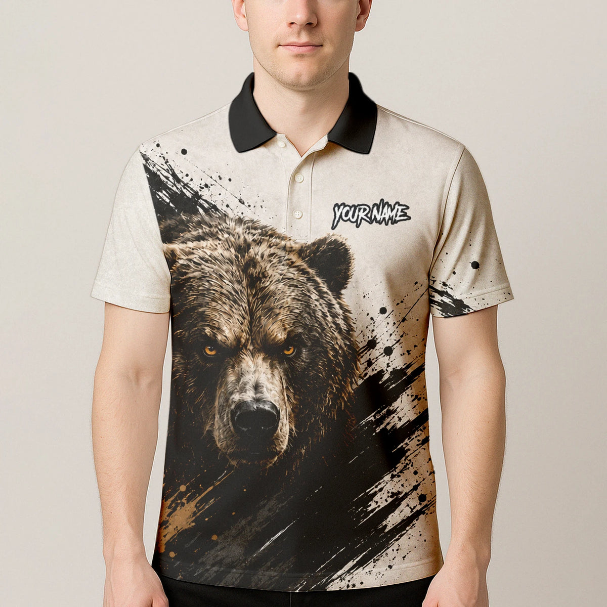 Personalised White Black Brown Bear Darts Shirt For Men F926