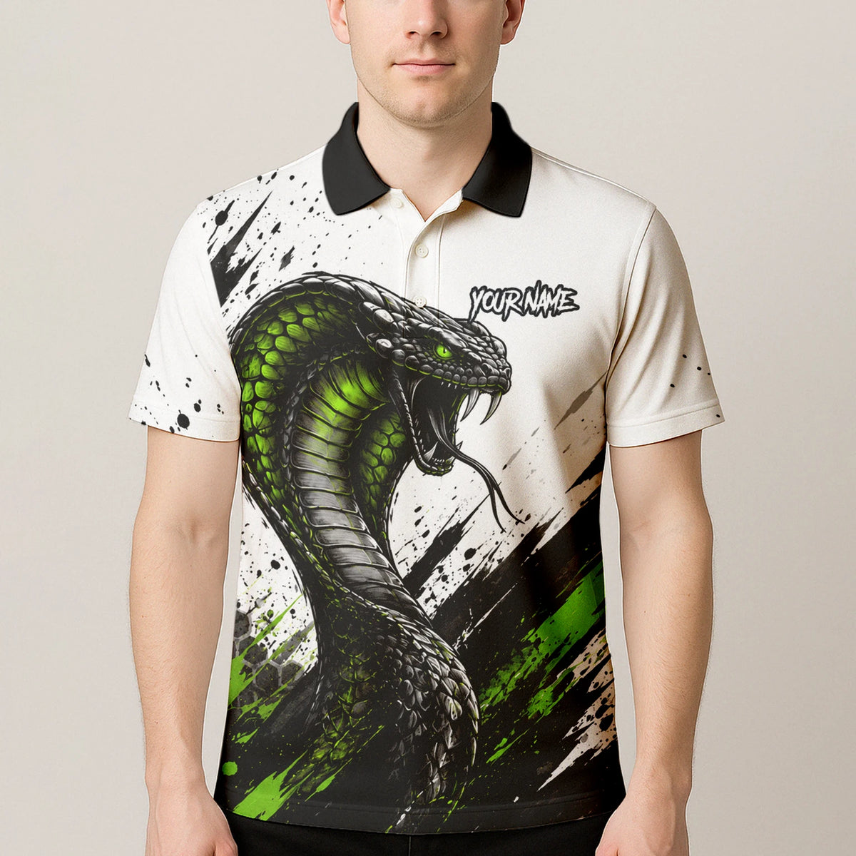 Personalised White Black Green Cobra Darts Shirt For Men Y070