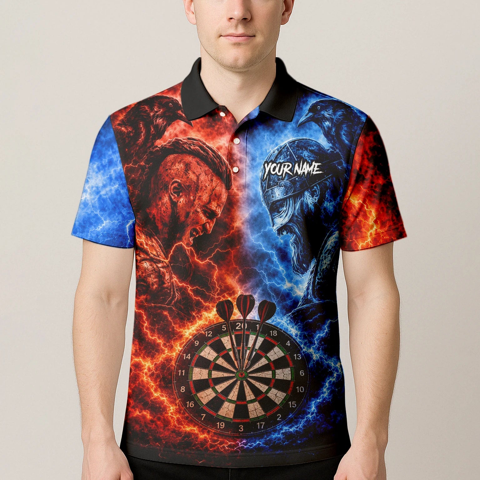 Personalised Red & Blue Viking Darts Shirt For Men I920