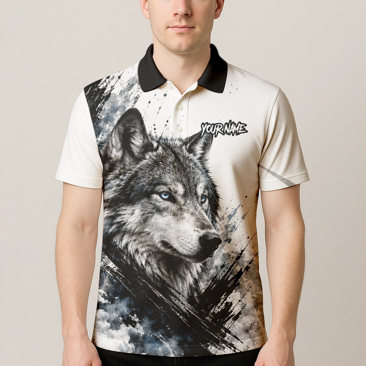 Personalised White Black Blue Wolf Darts Shirt For Men P634