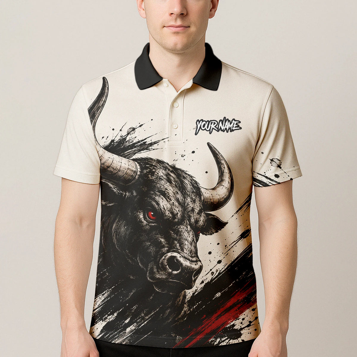 Personalised White Black Red Bull Darts Shirt For Men H473