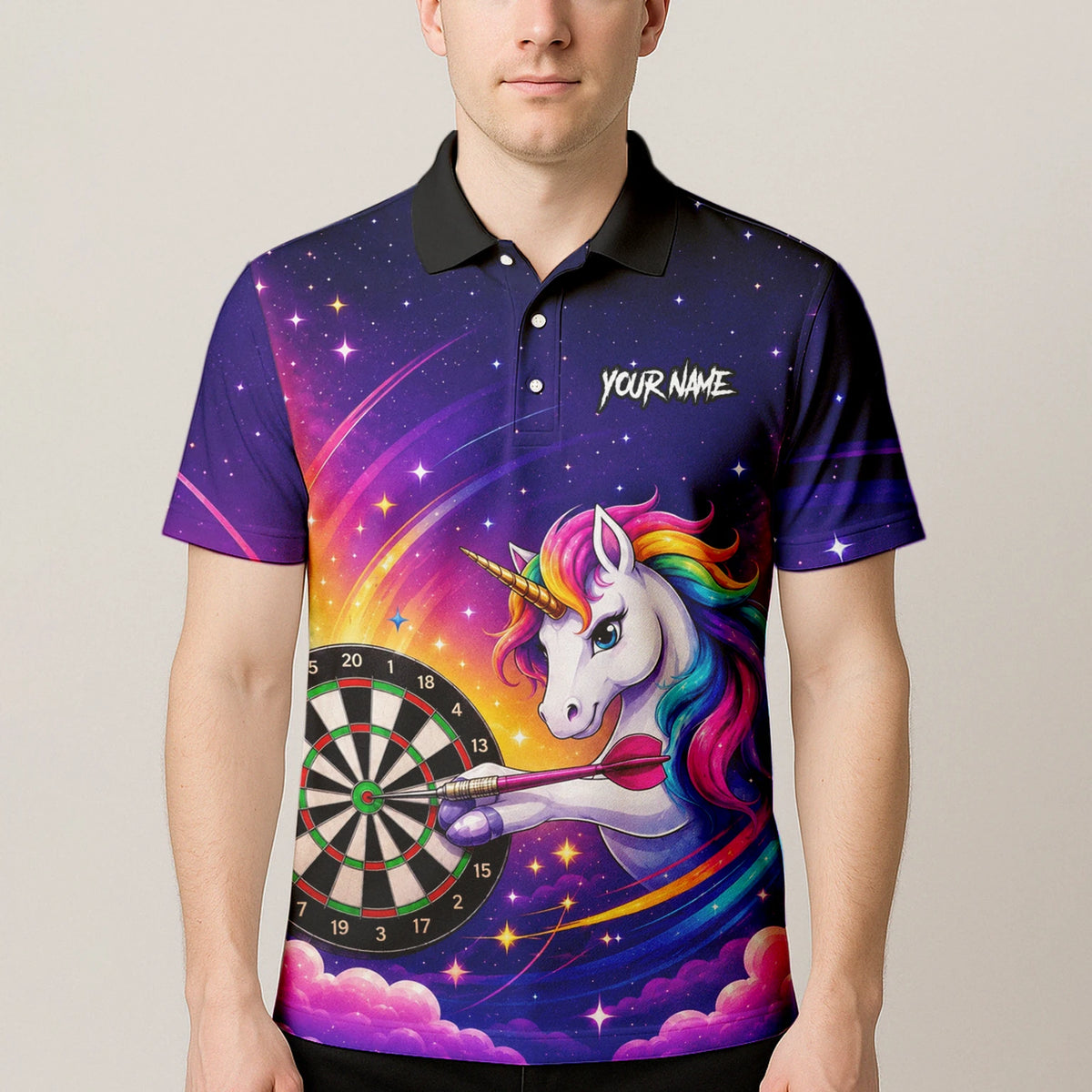 Personalised Purple Rainbow Unicorn Darts Shirt For Men P431