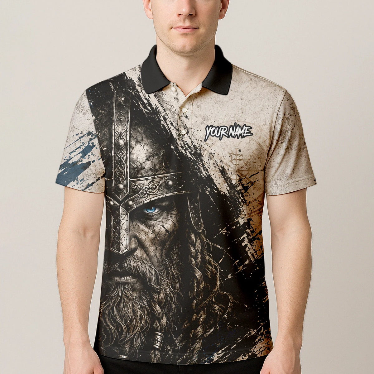 Personalised White Black Blue Viking Darts Shirt For Men U843
