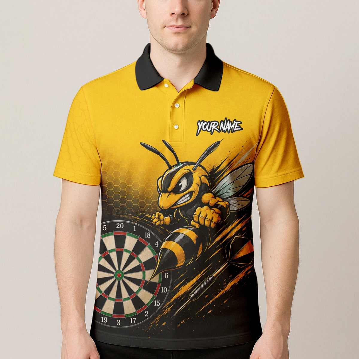 Personalised Yellow & Black Wasp Darts Shirt For Men F032