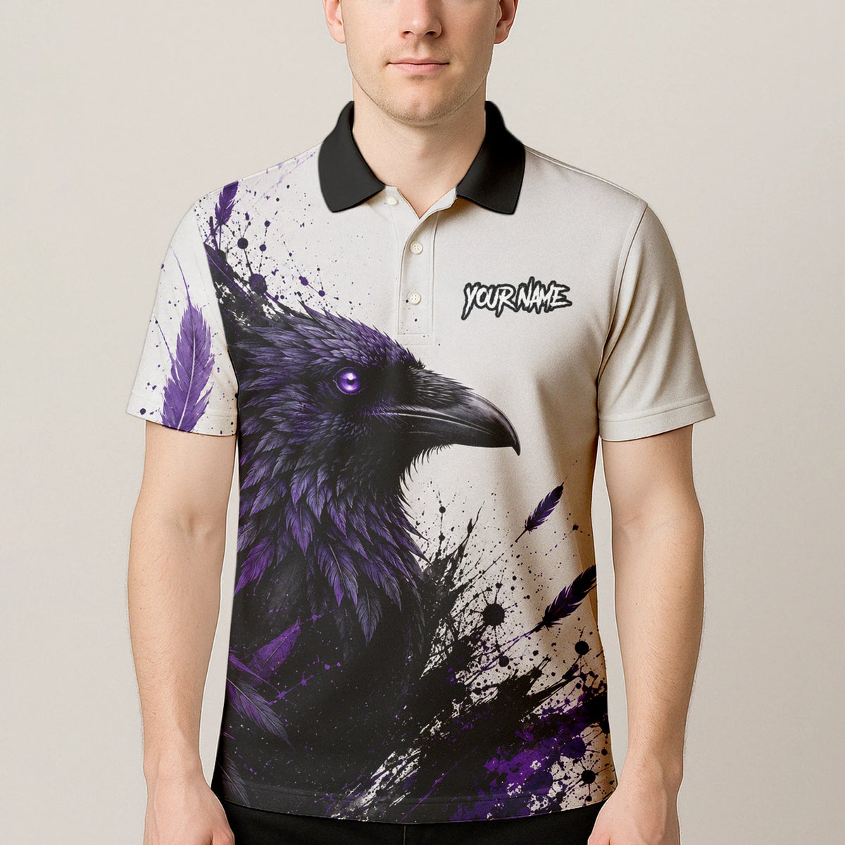 Personalised White Black Purple Raven Darts Shirt For Men Z888