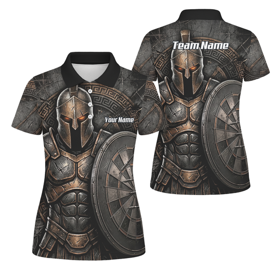 Personalised Spartan Warrior Dart Jersey for Women Custom Bronze Gladiator Design Polo Shirt Black A8783