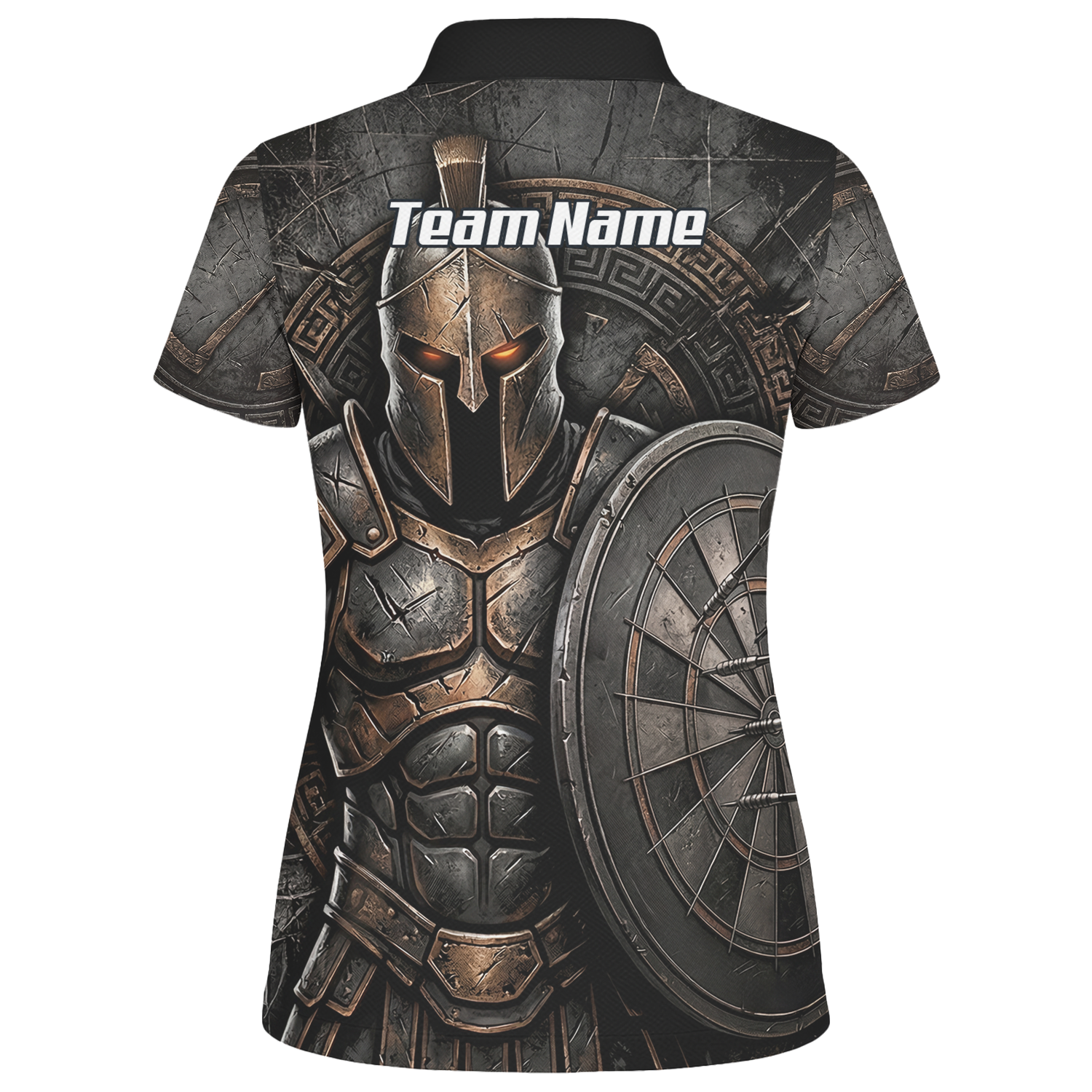 Personalised Spartan Warrior Dart Jersey for Women Custom Bronze Gladiator Design Polo Shirt Black A8783