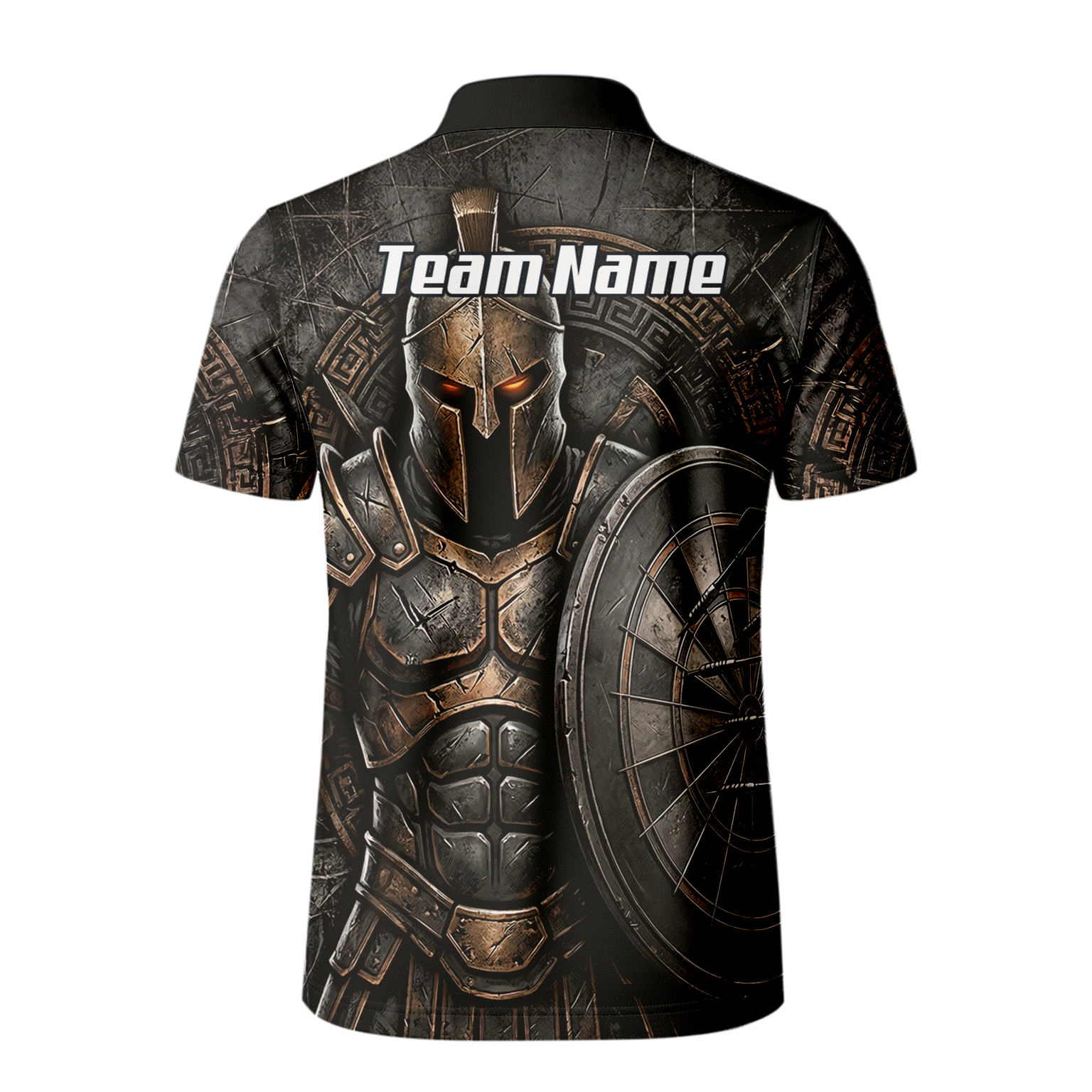 Personalised Spartan Warrior Dart Jersey for Men Custom Bronze Gladiator Design Polo Shirt Black A8783